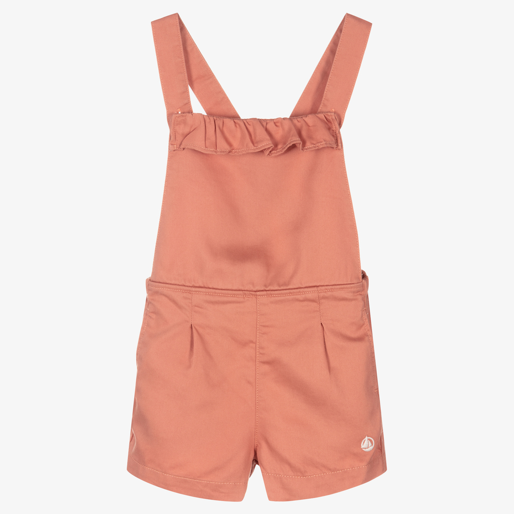 Petit Bateau - Kurze pinke Latzhose für Mädchen | Childrensalon