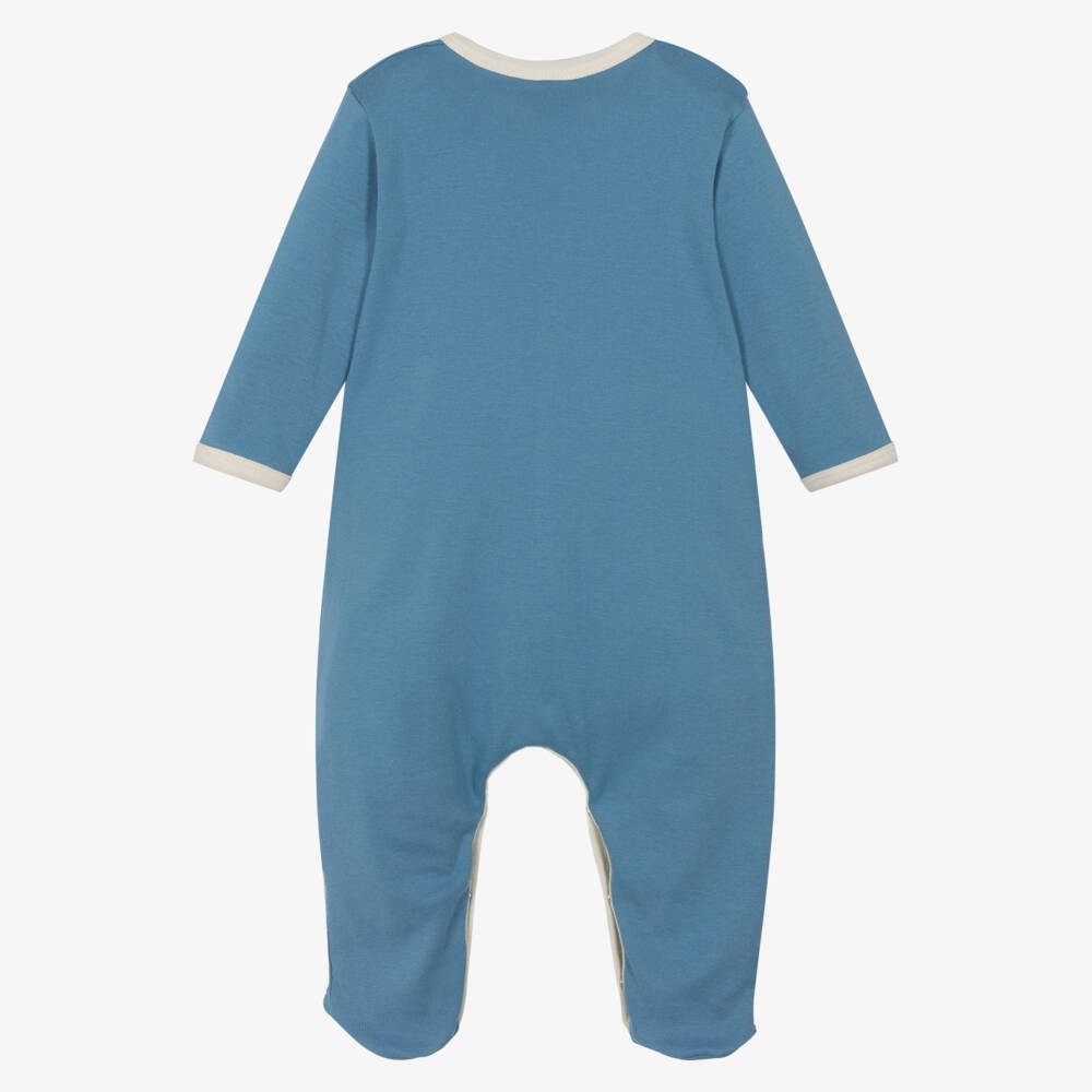 Petit Bateau-Girls Soft Blue Cotton Sleep Suit | Childrensalon Outlet