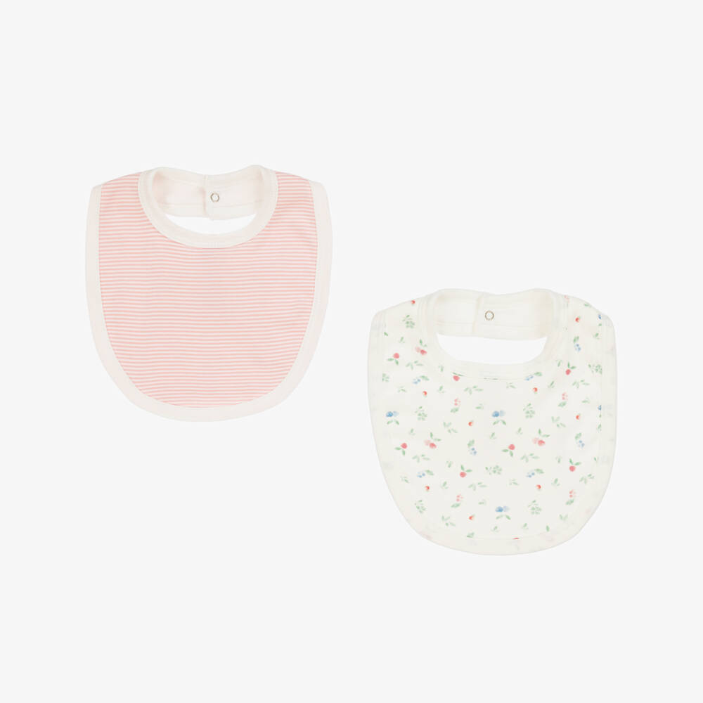 Petit Bateau-Girls Soft Ivory & Blush Bib Set | Childrensalon Outlet