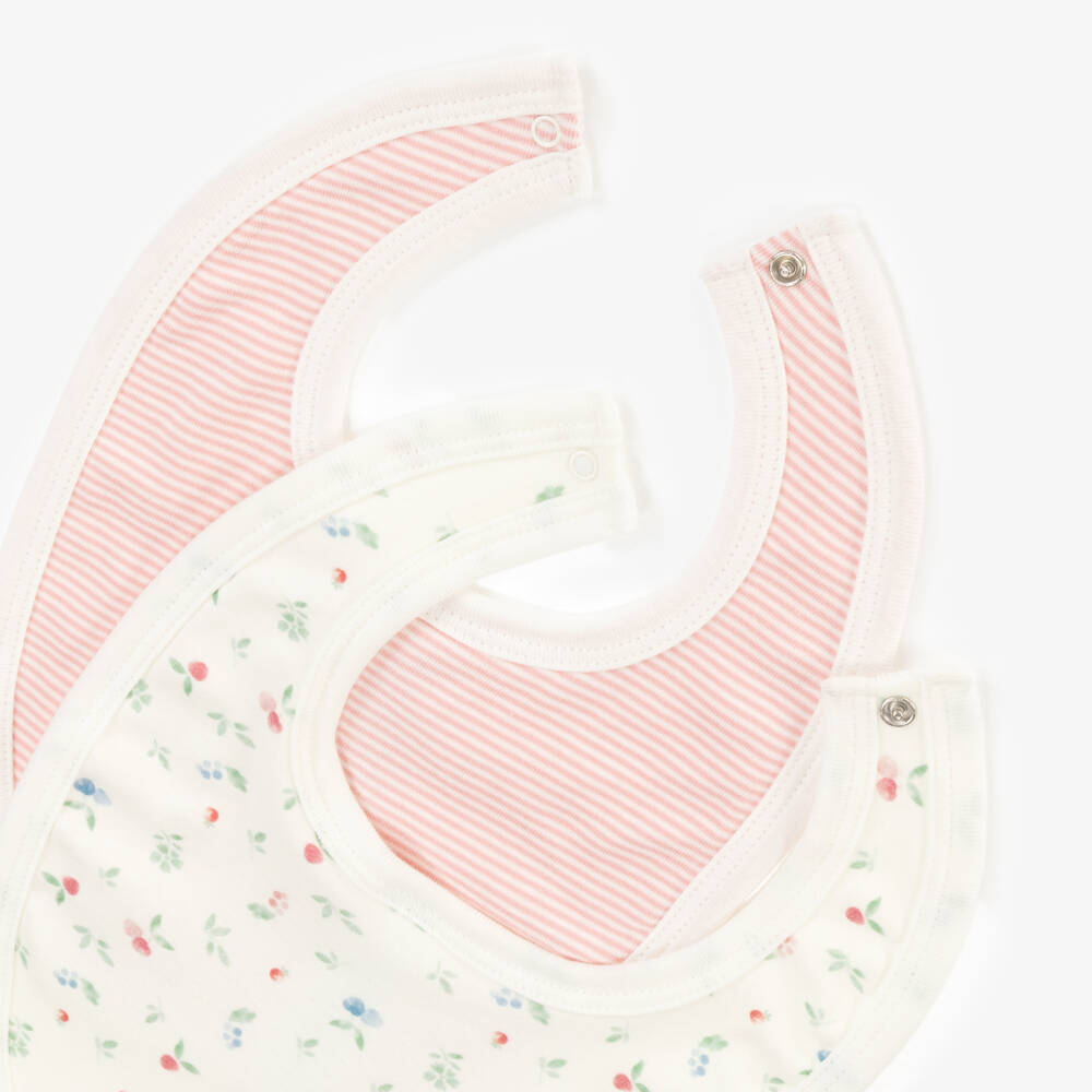 Petit Bateau-Girls Soft Ivory & Blush Bib Set | Childrensalon Outlet