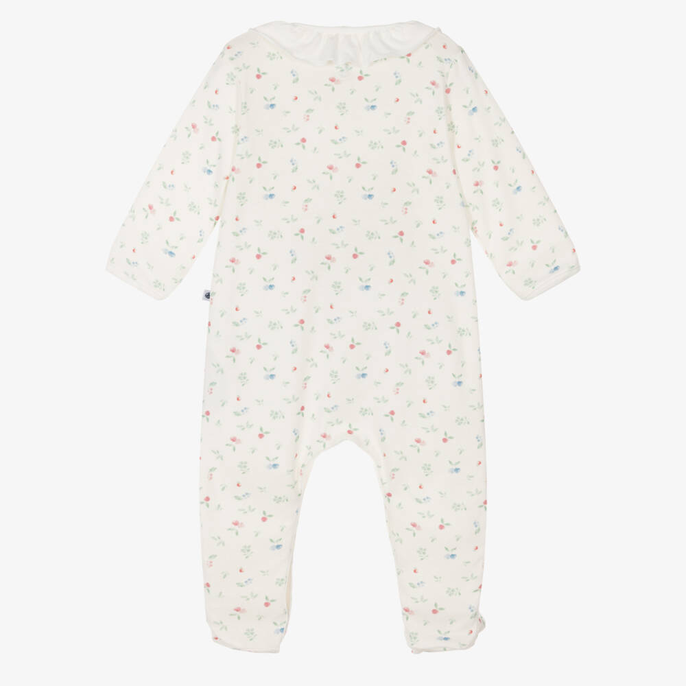 Petit Bateau-Girls Soft Ivory Footed Sleepsuit | Childrensalon Outlet