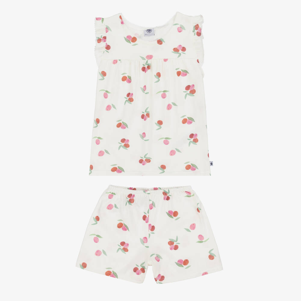 Petit Bateau-Girls Soft Ivory Fruit Nightwear Set | Childrensalon Outlet