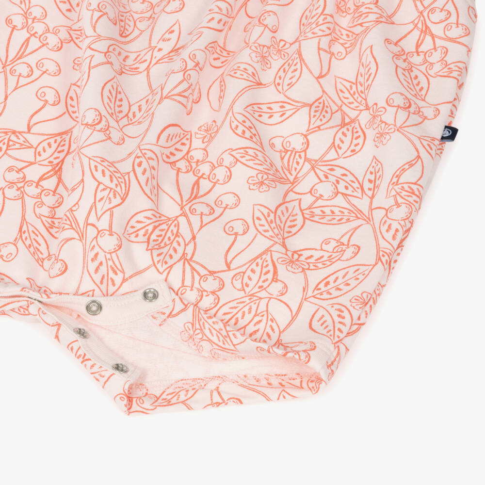 Petit Bateau-Мягкий розовый ромпер с вишнями для девочек | Childrensalon Outlet