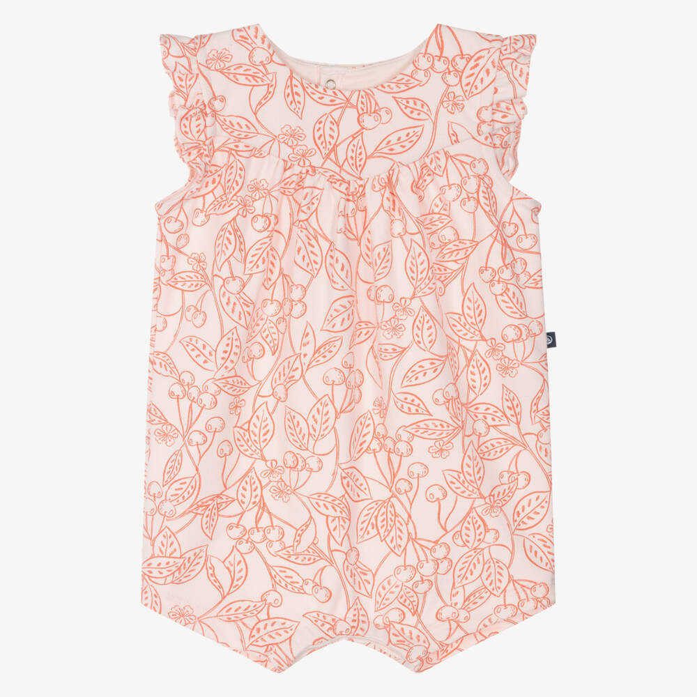 Petit Bateau-Girls Soft Pink Cherry Romper | Childrensalon Outlet