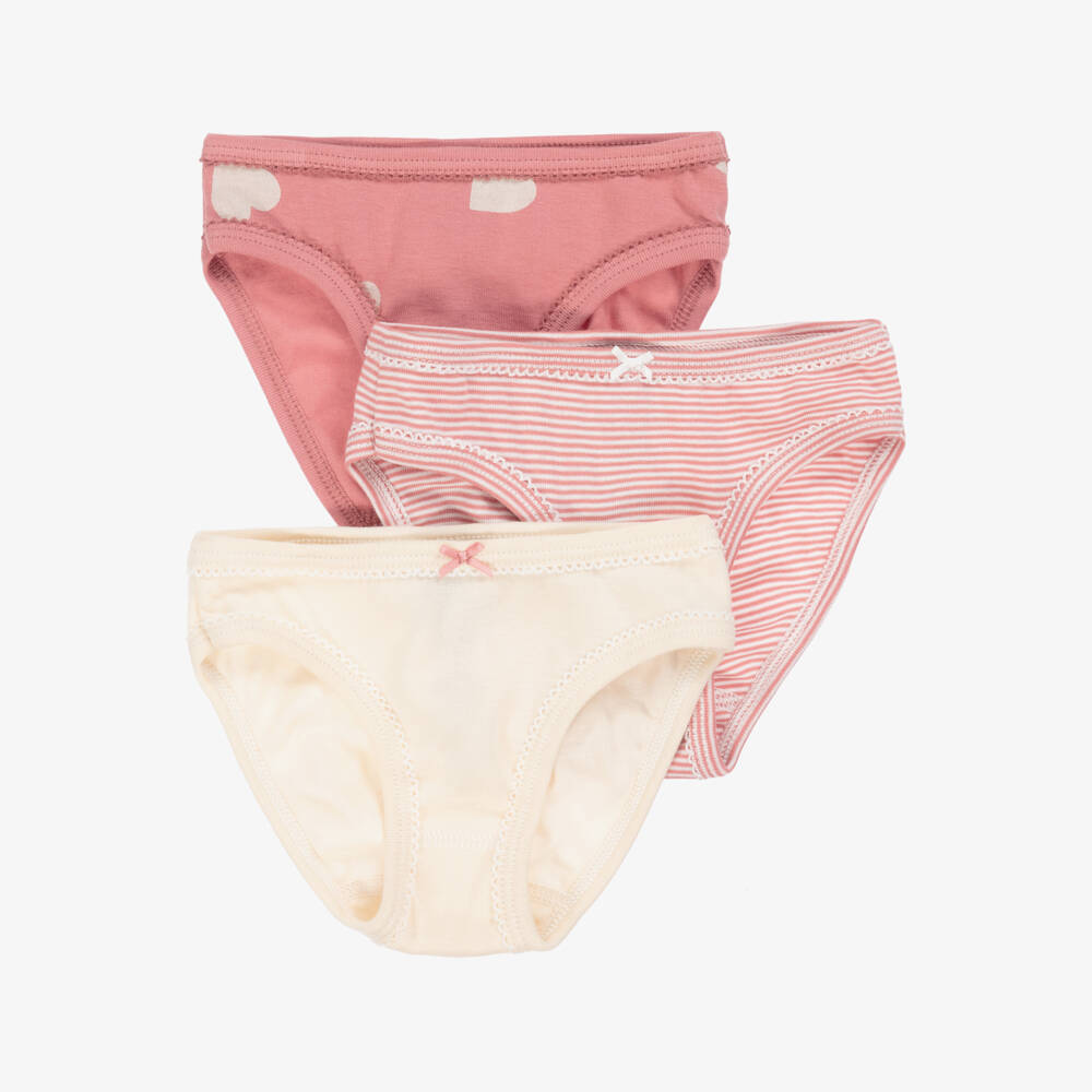 Petit Bateau-Girls Soft Pink Cotton Panties Trio | Childrensalon Outlet