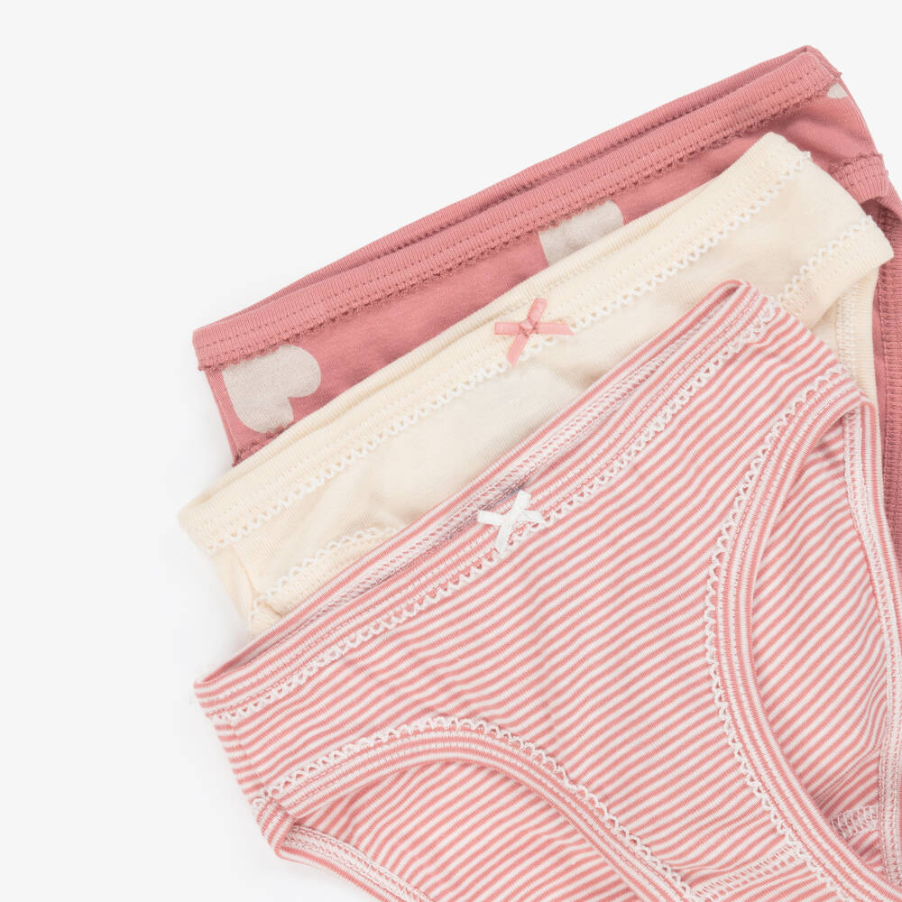 Petit Bateau-Girls Soft Pink Cotton Panties Trio | Childrensalon Outlet