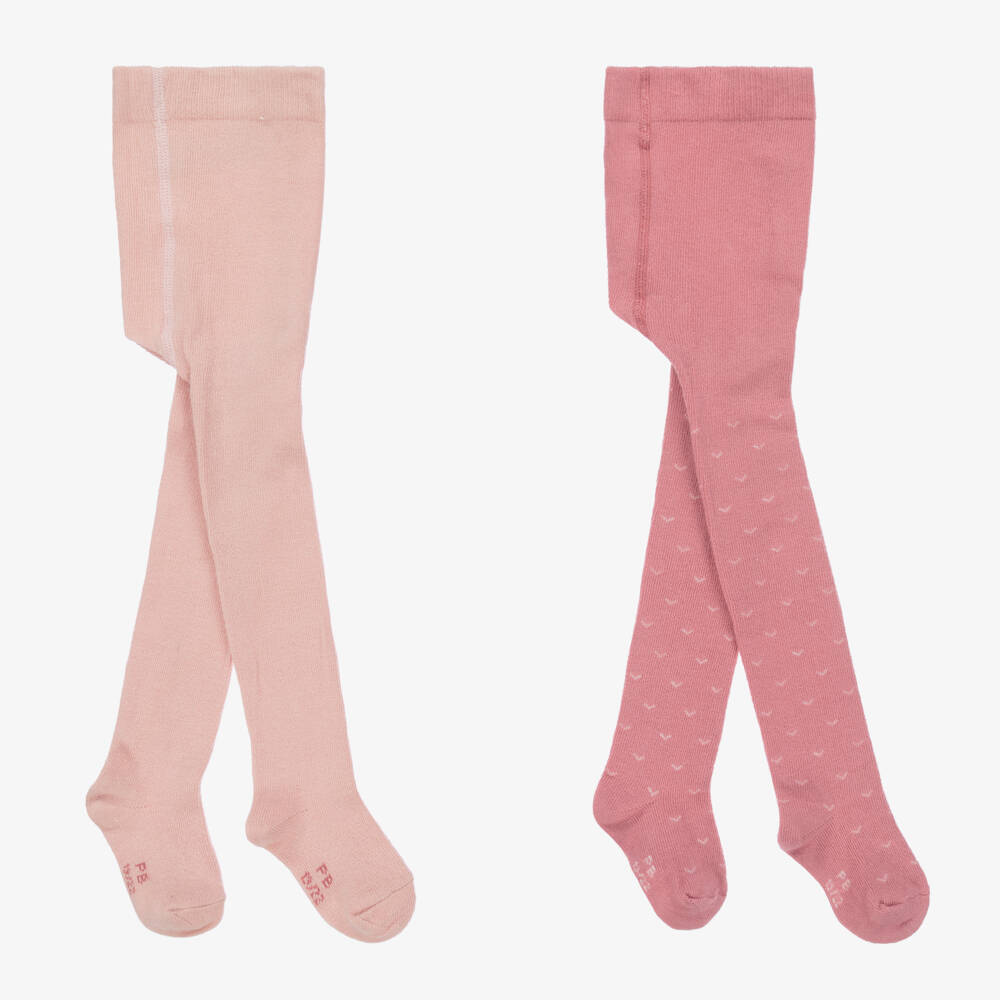 Petit Bateau-Girls Soft Pink Cotton Tights Duo | Childrensalon Outlet