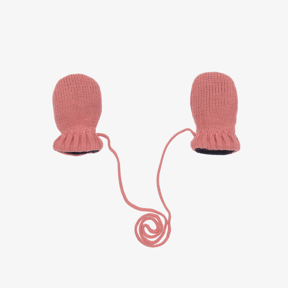 Petit Bateau-Girls Soft Pink Knitted Mittens | Childrensalon Outlet