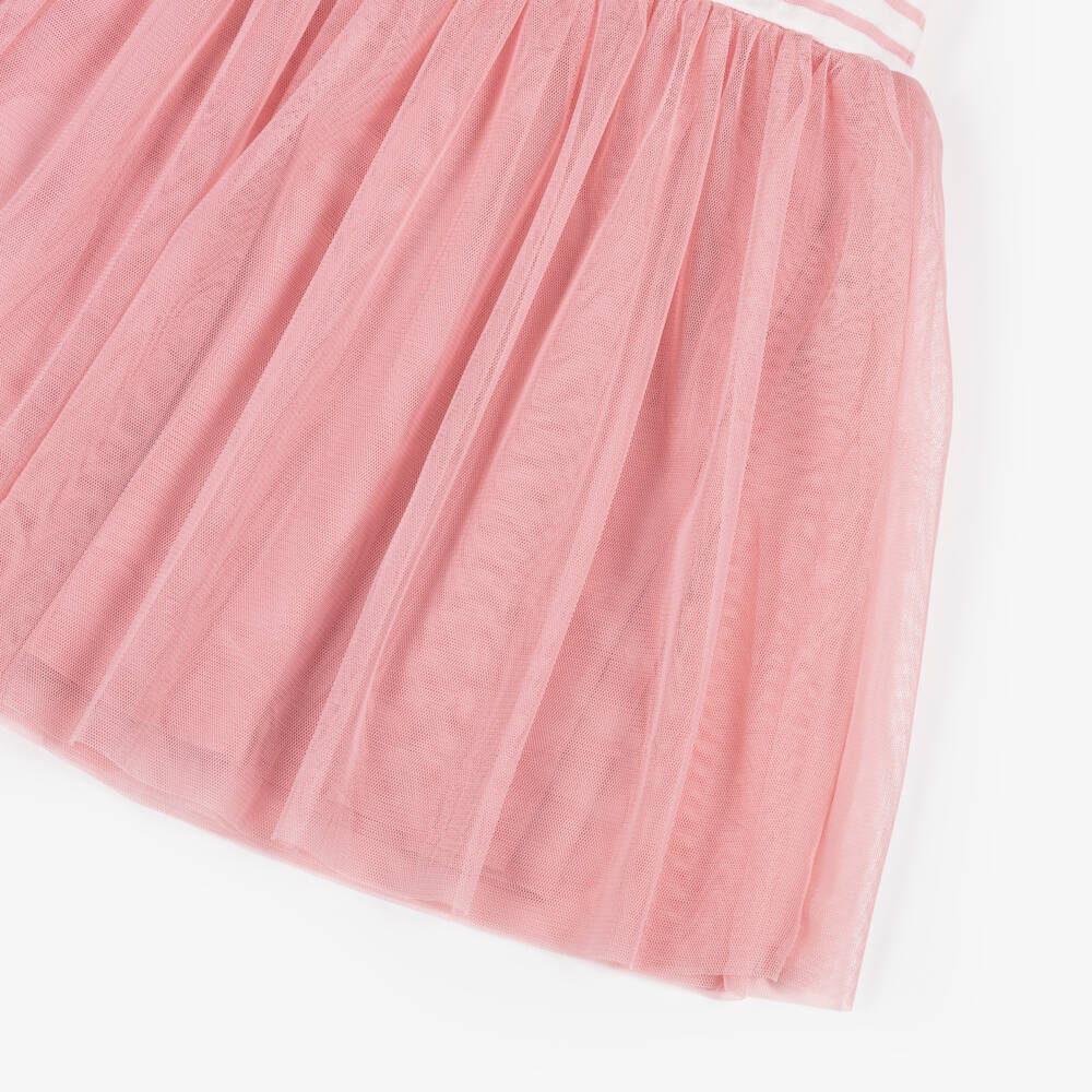 Petit Bateau-Girls Soft Pink Tulle & Jersey Dress | Childrensalon Outlet