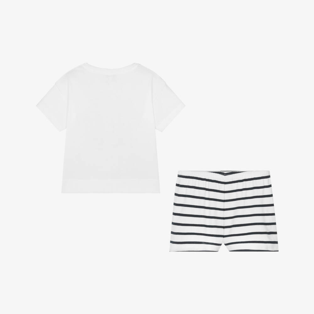 Petit Bateau-Girls Soft White Heart Nightwear | Childrensalon Outlet