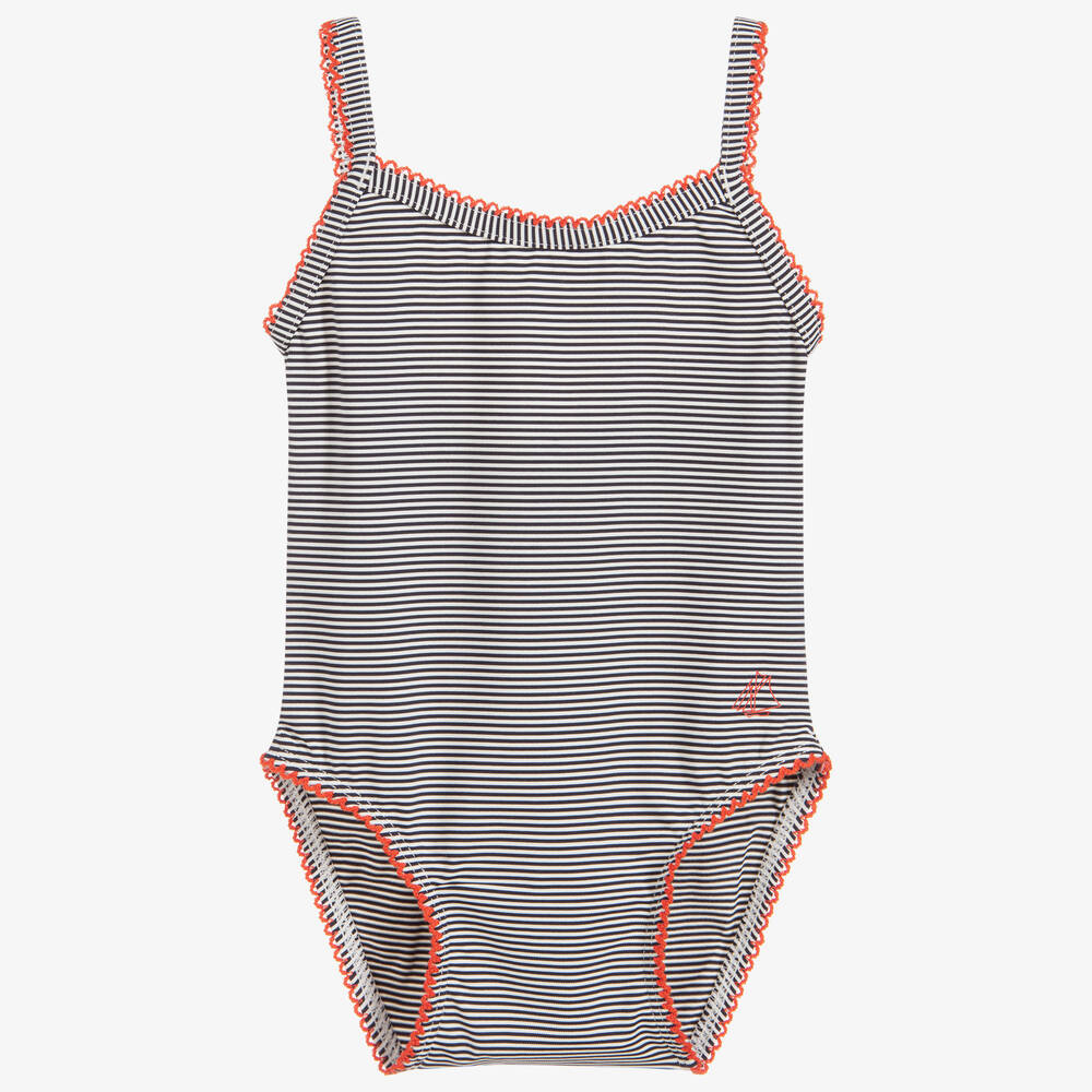 Petit Bateau - Girls Striped Swimsuit | Childrensalon