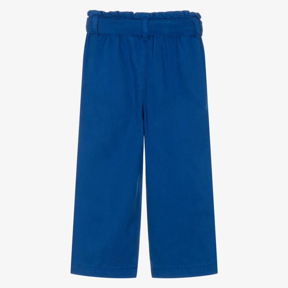 Petit Bateau-Брюки из твила с поясом для девочек синие | Childrensalon Outlet