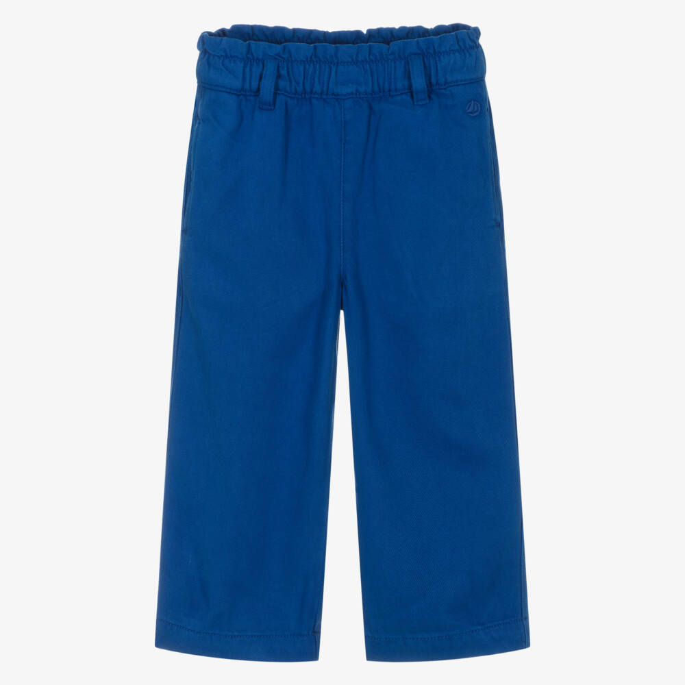 Petit Bateau-Брюки из твила с поясом для девочек синие | Childrensalon Outlet