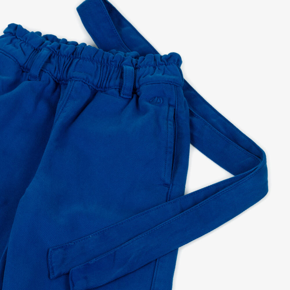 Petit Bateau-Брюки из твила с поясом для девочек синие | Childrensalon Outlet