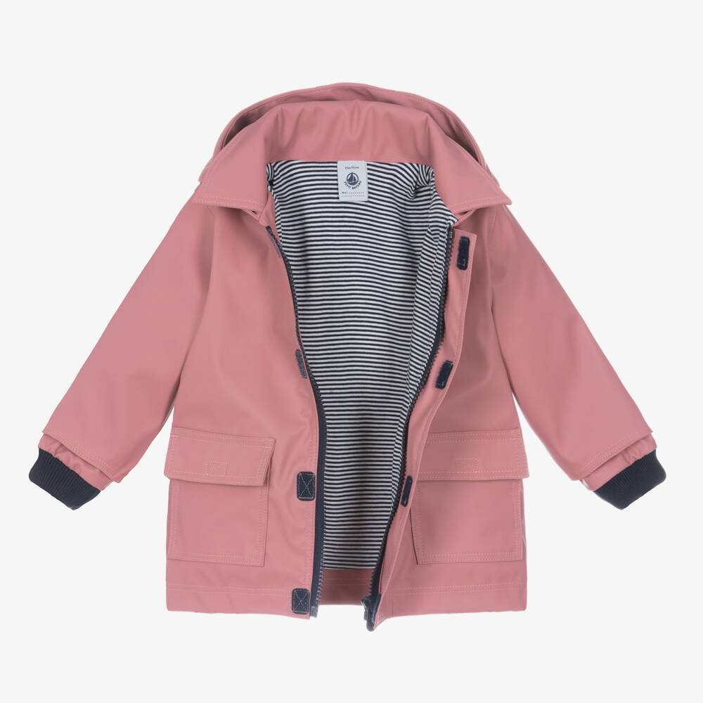 Petit Bateau-Girls Water-Resistant Pink Coat | Childrensalon Outlet
