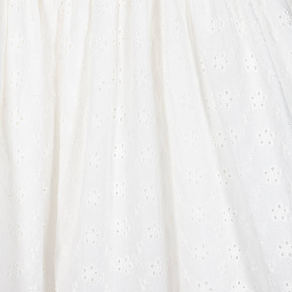 Petit Bateau-فستان قطن برودوري لون أبيض | Childrensalon Outlet