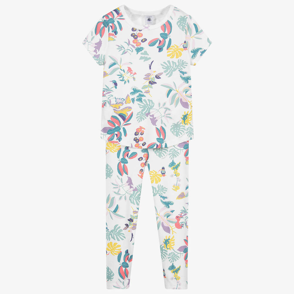 Petit Bateau - Girls White Cotton Pyjamas | Childrensalon