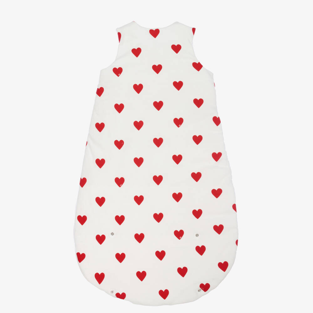 Petit Bateau-Girls White Heart Print Sleep Bag | Childrensalon Outlet
