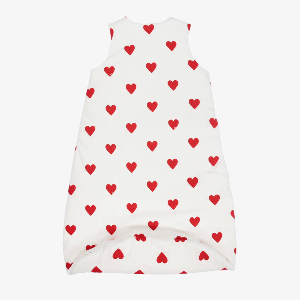 Petit Bateau-Girls White Heart Print Sleep Bag | Childrensalon Outlet