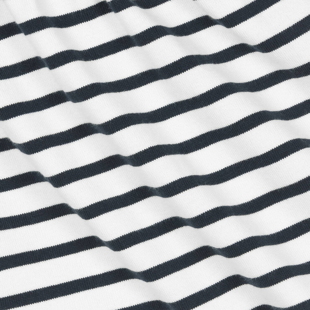 Petit Bateau-Girls White & Navy Blue Breton Stripe Dress | Childrensalon Outlet