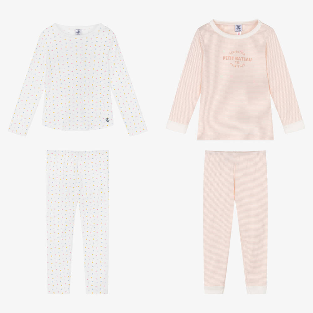 Petit Bateau-Белая и розовая пижамы (2шт.) | Childrensalon Outlet