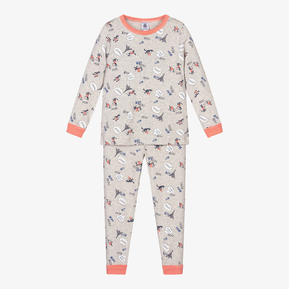 Petit Bateau - Grey Organic Cotton Pyjama | Childrensalon