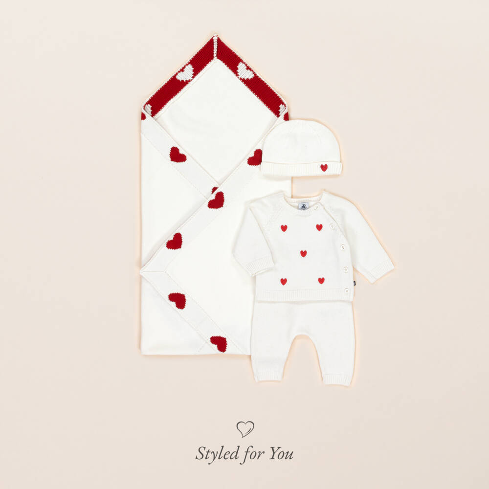 Petit Bateau-Infants Ivory Heart Outfit Set | Childrensalon Outlet