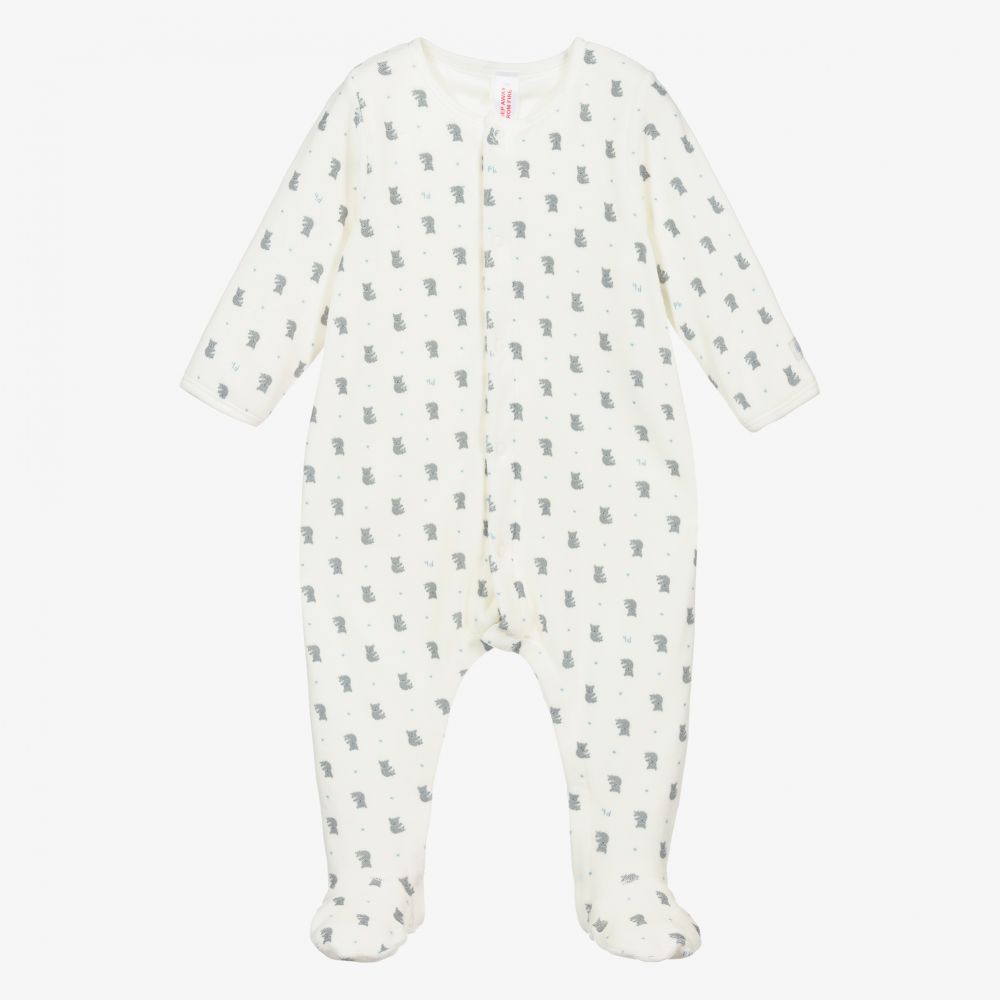 Petit Bateau - Ivory 2-in-1 Velour Babygrow | Childrensalon