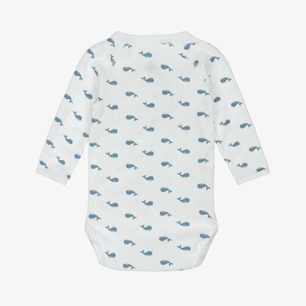 Petit Bateau-Ivory & Blue Cotton Jersey Bodysuits (5 Pack) | Childrensalon Outlet