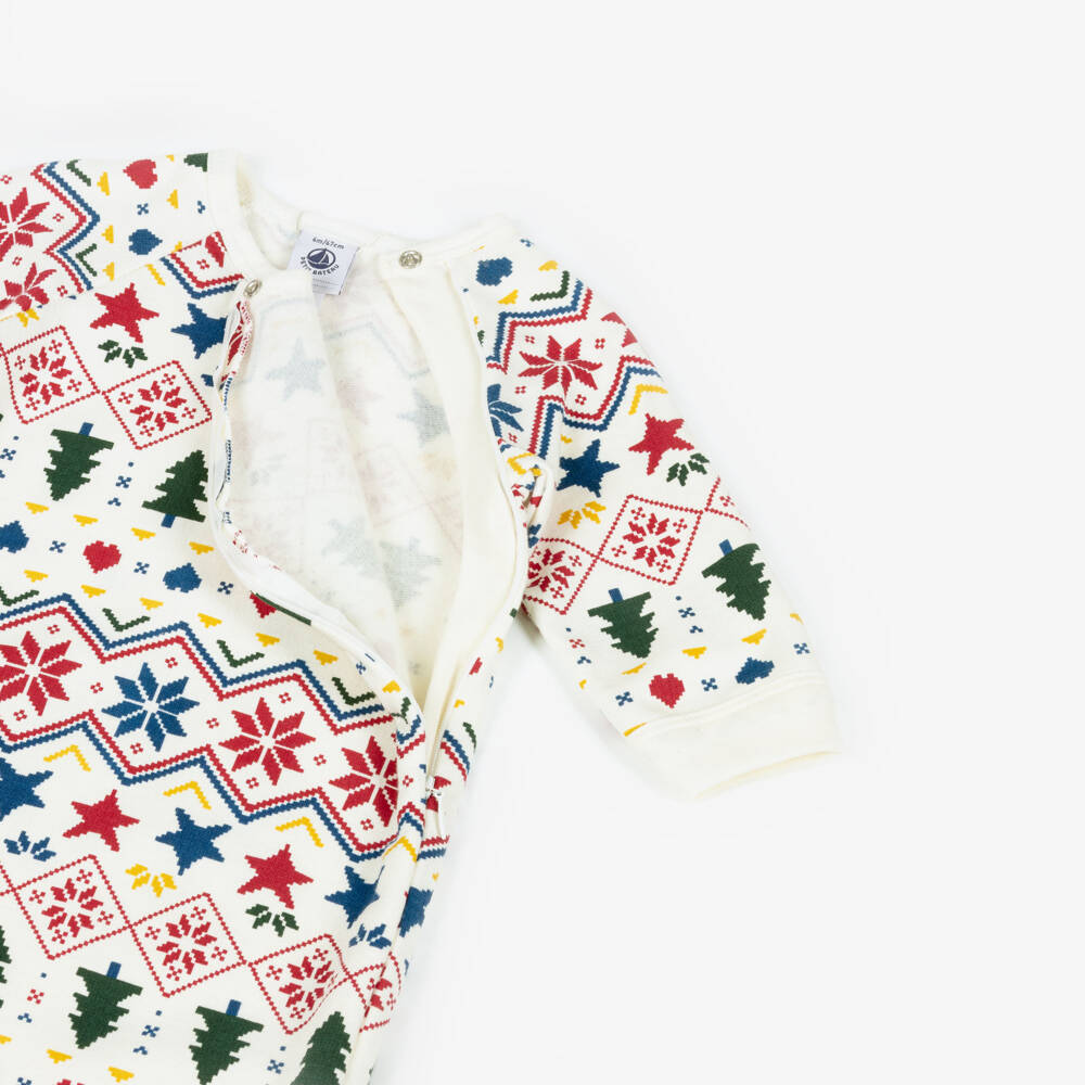 Petit Bateau-Ivory Christmas Babygrow | Childrensalon Outlet