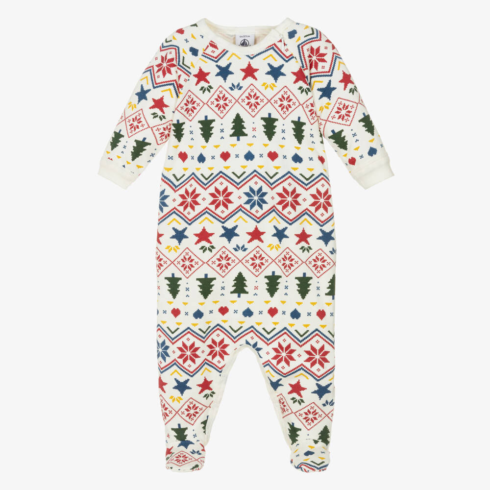 Petit Bateau-Ivory Christmas Babygrow | Childrensalon Outlet