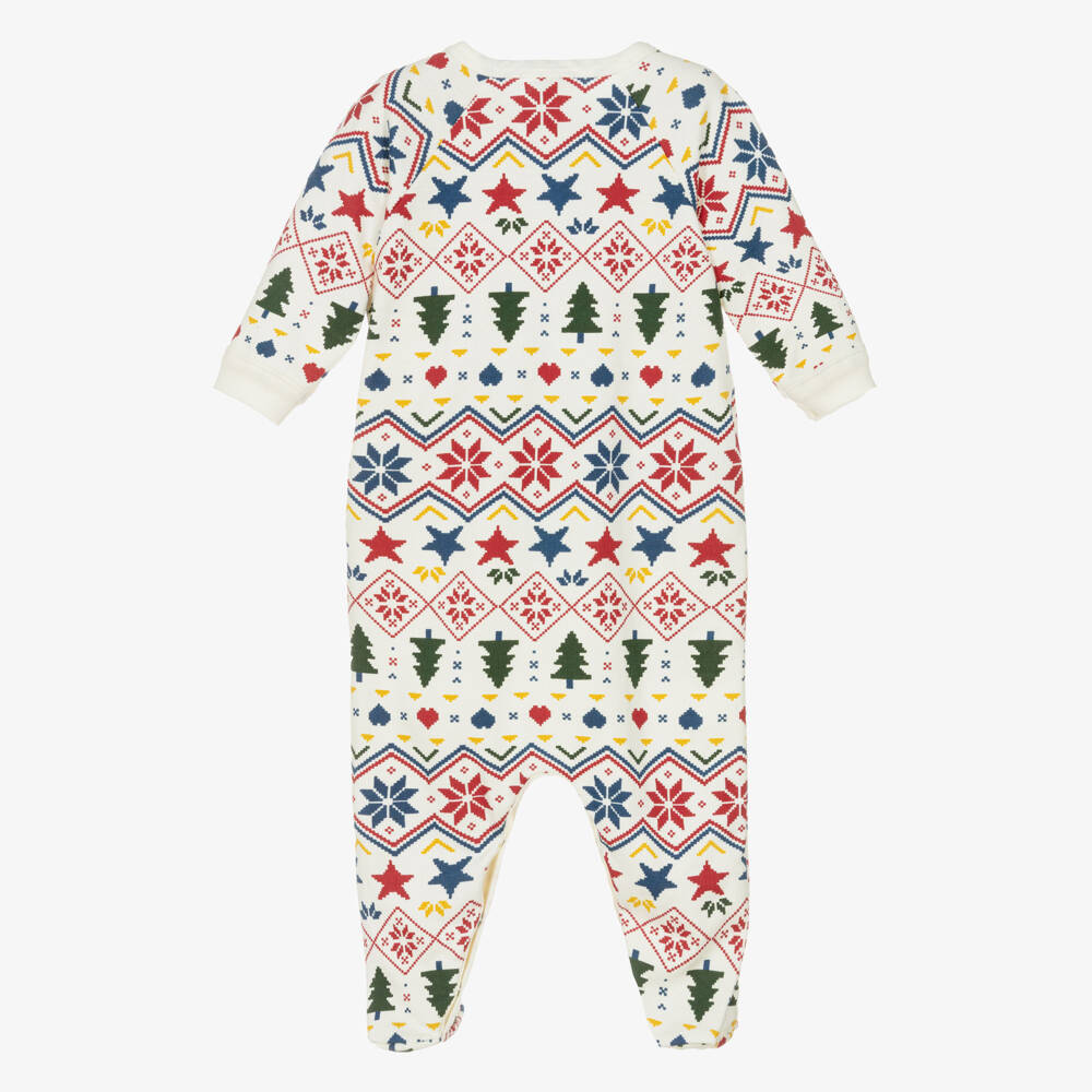 Petit Bateau-Ivory Christmas Babygrow | Childrensalon Outlet