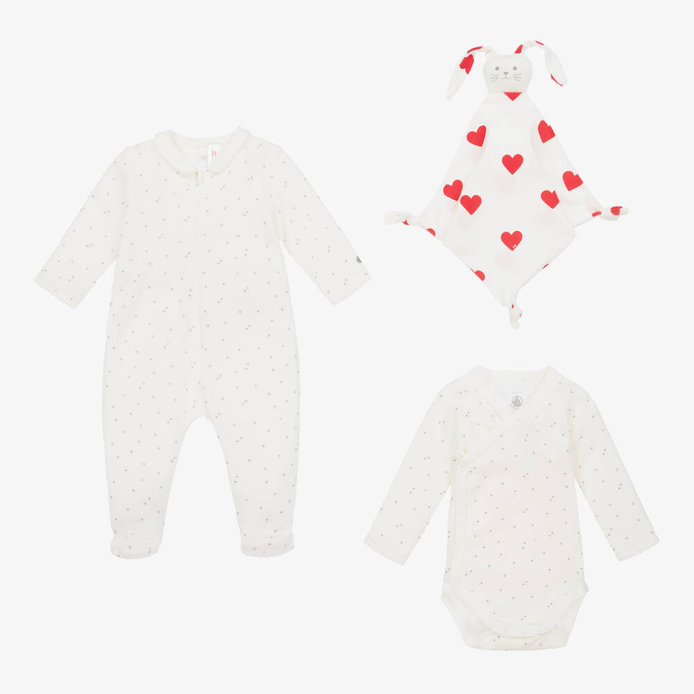 Petit Bateau - Baumwollstrampler-Set in Elfenbein | Childrensalon