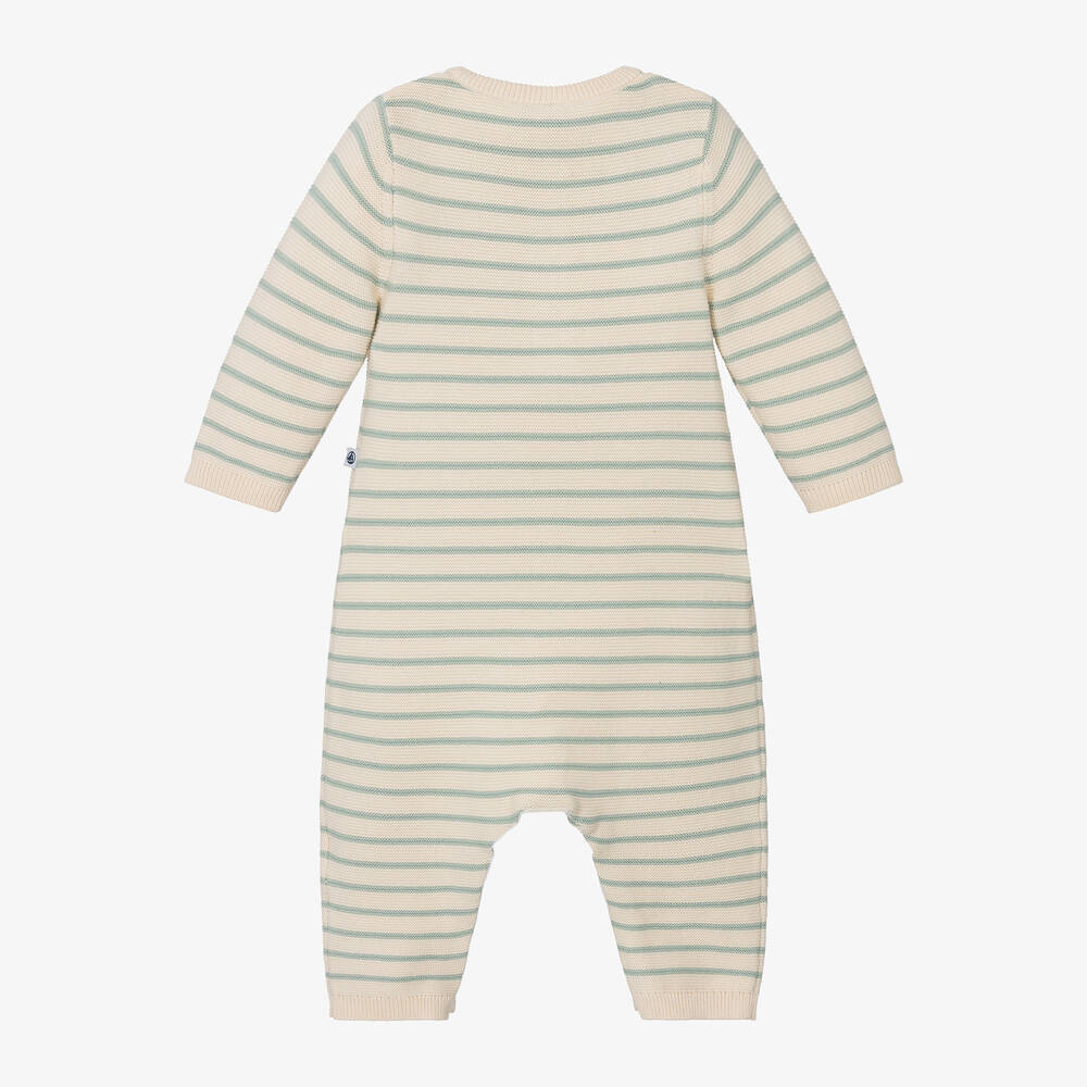 Petit Bateau-Ivory Cotton Knit Striped Romper | Childrensalon Outlet