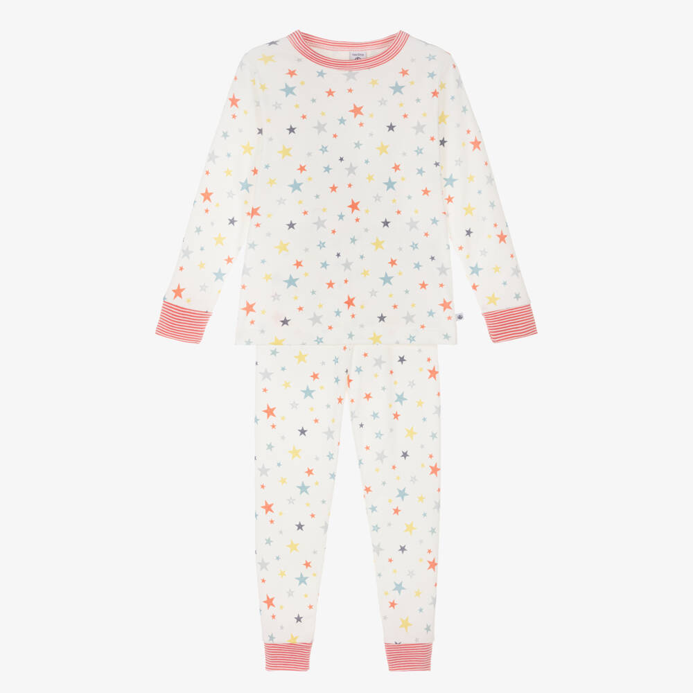 Petit Bateau-Ivory Cotton Long Pyjamas with Colourful Stars | Childrensalon Outlet