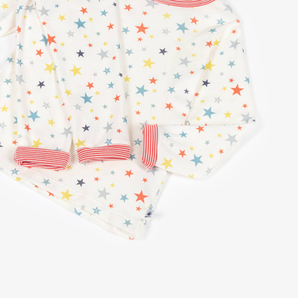 Petit Bateau-Ivory Cotton Long Pyjamas with Colourful Stars | Childrensalon Outlet