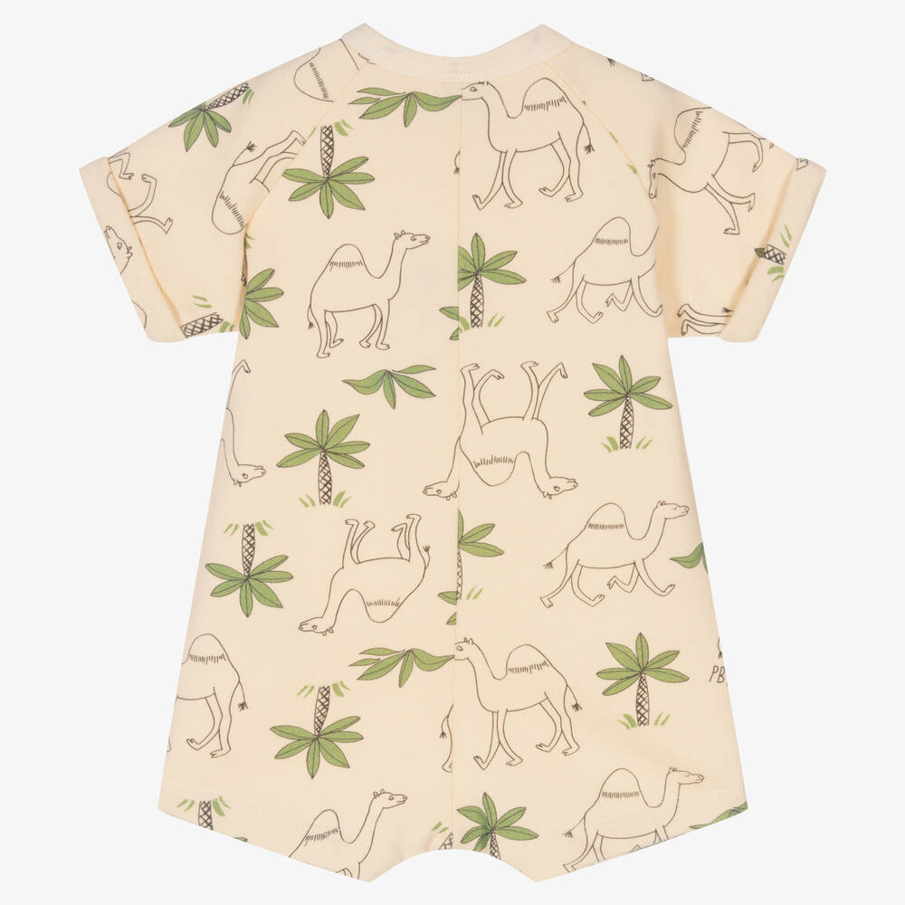 Petit Bateau-Ivory Cotton Palm Print Baby Shortie | Childrensalon Outlet