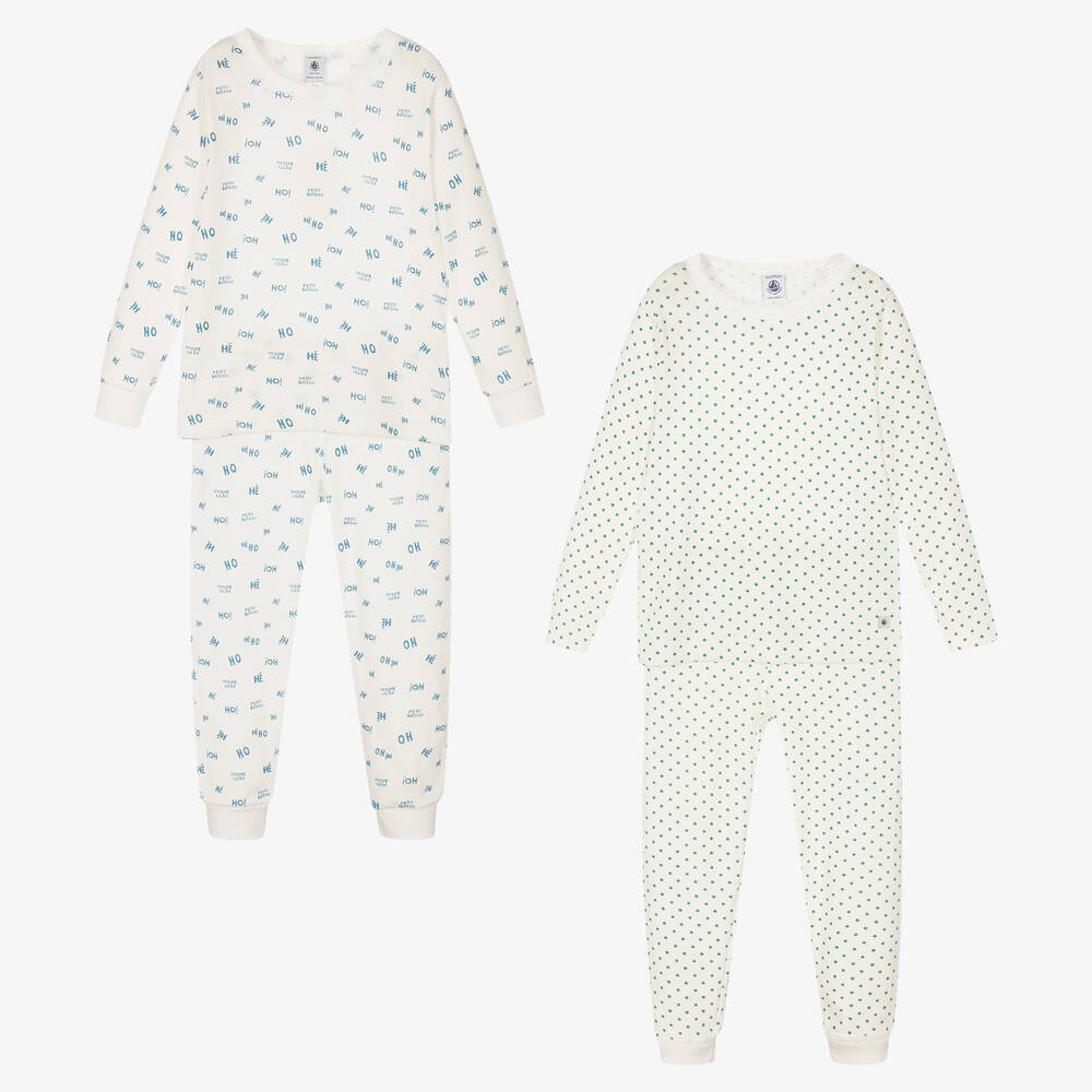 Petit Bateau - Pyjamas ivoire en coton (x2) | Childrensalon