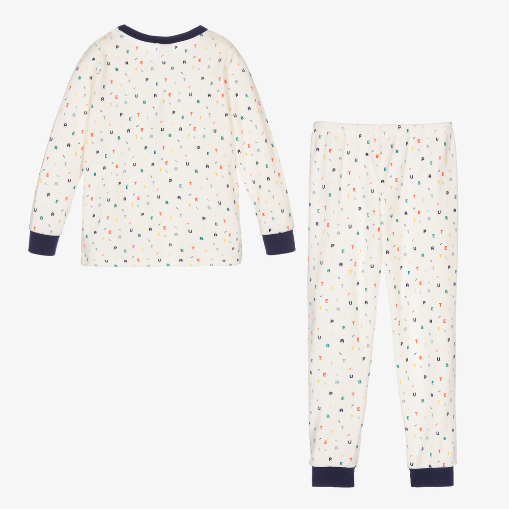Petit Bateau Ivory Cotton Velour Pyjamas