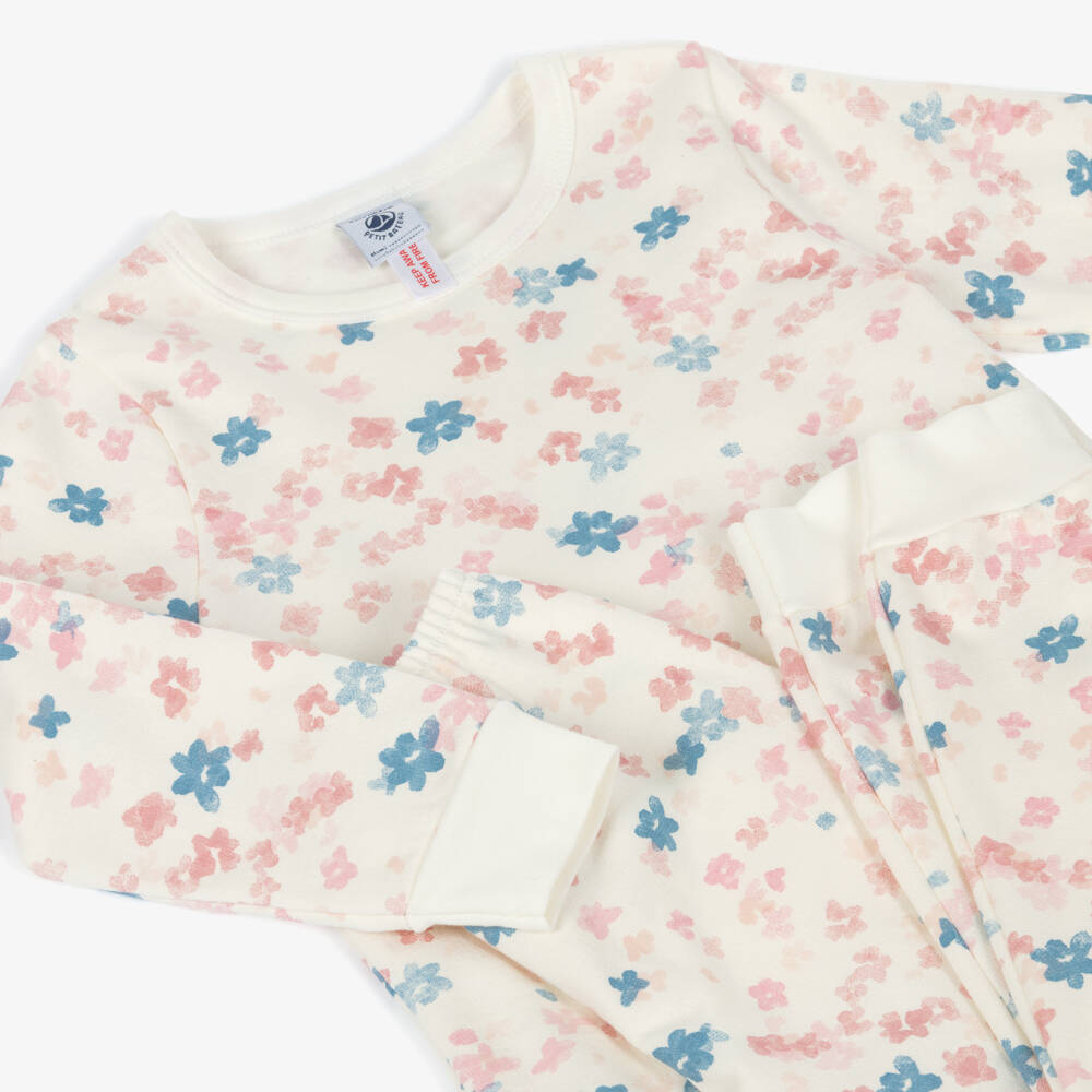 Petit Bateau-Ivory Floral Long Pyjama | Childrensalon Outlet