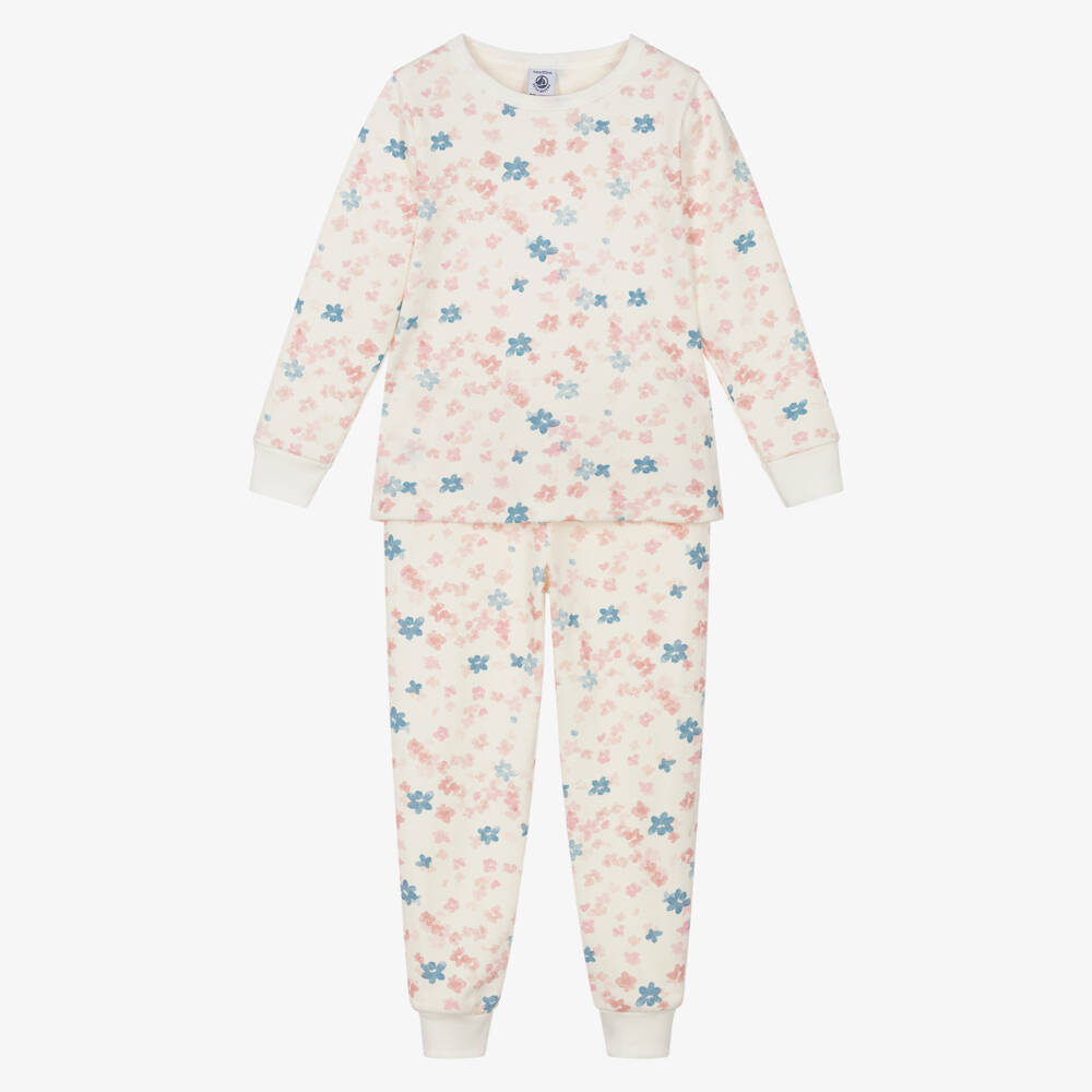 Petit Bateau-Ivory Floral Long Pyjama | Childrensalon Outlet