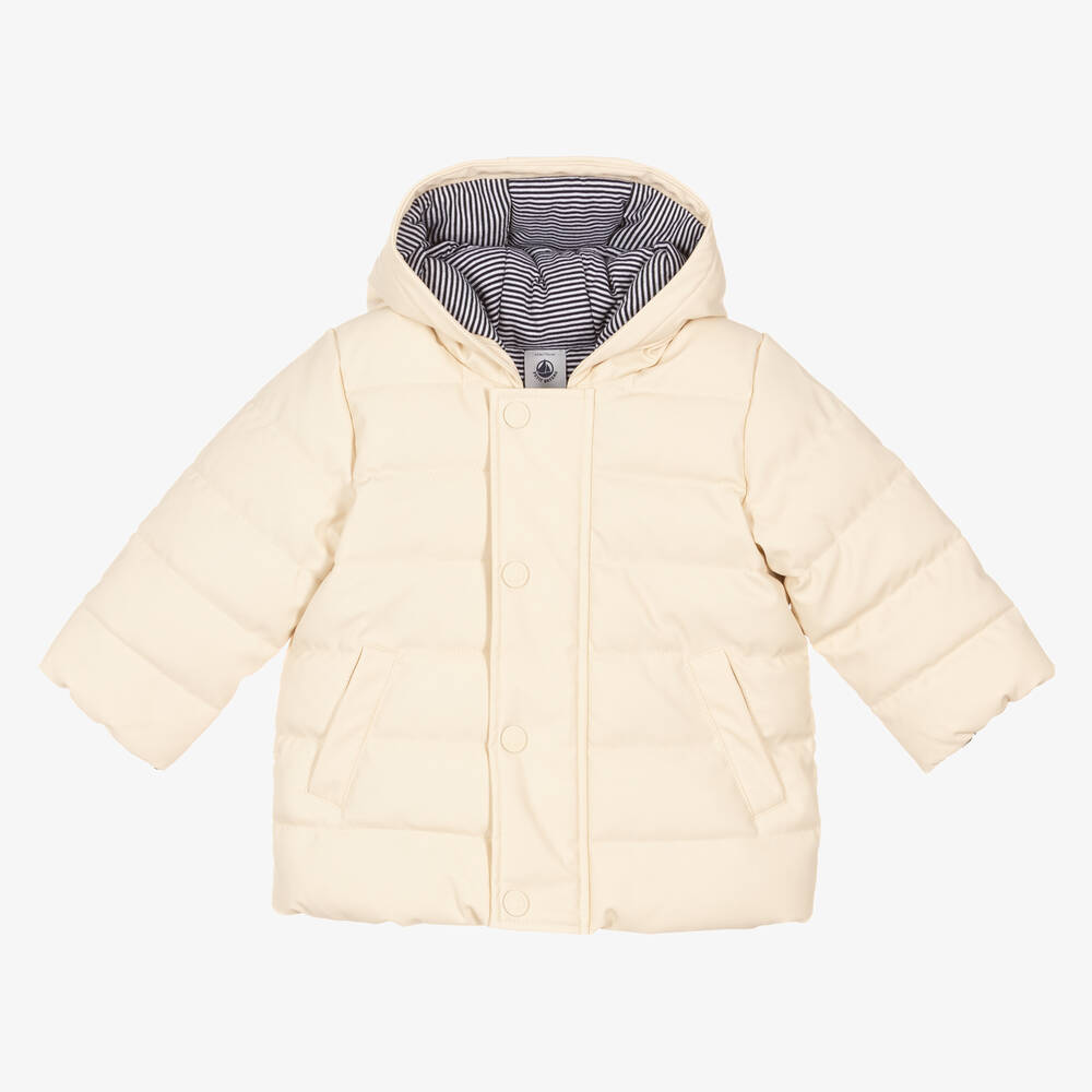 Petit Bateau - Ivory Hooded Puffer Coat | Childrensalon