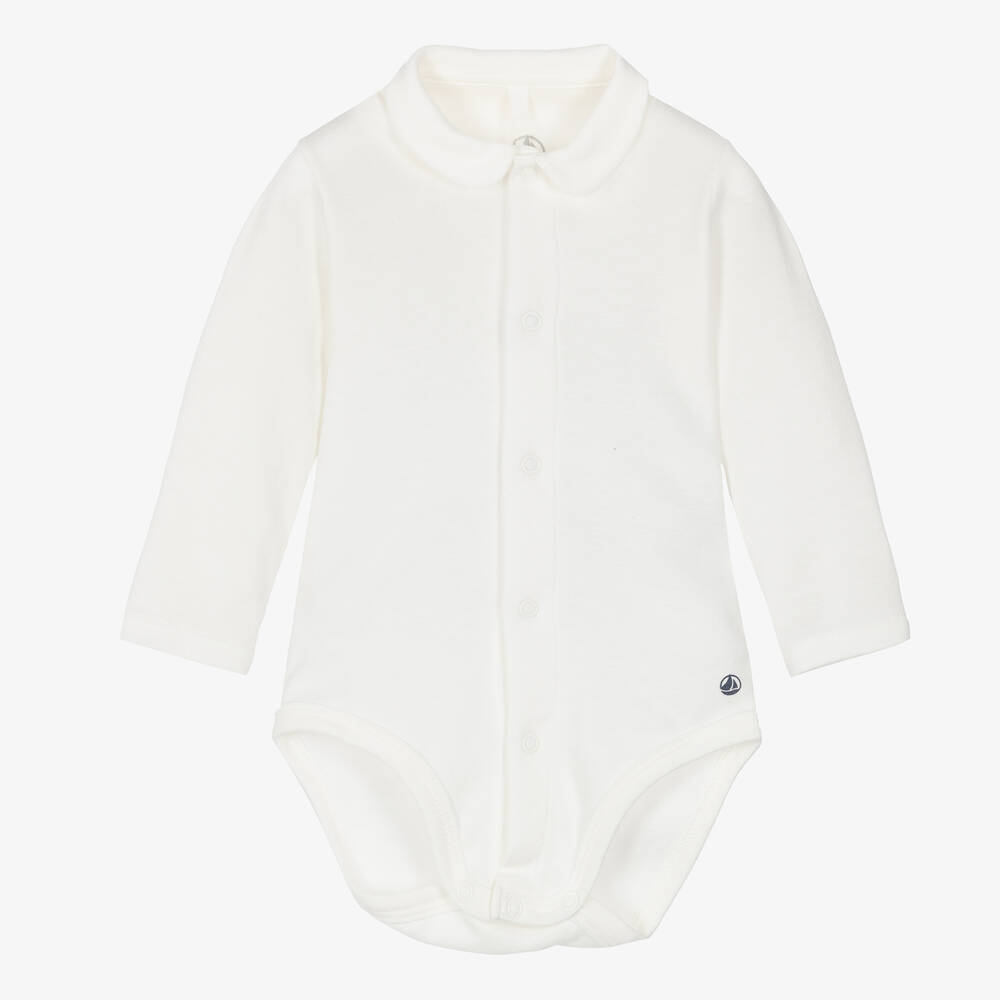 Petit Bateau - Ivory Organic Cotton Baby Bodysuit | Childrensalon