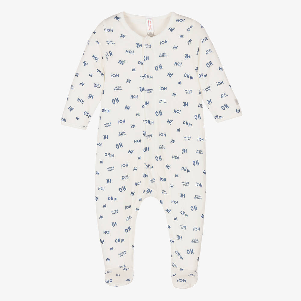 Petit Bateau - Ivory Organic Cotton Babygrow | Childrensalon