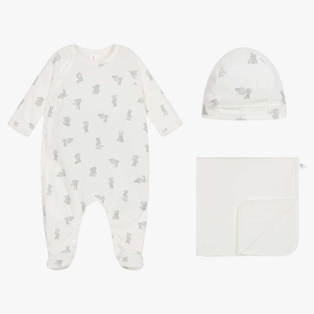 Petit Bateau - Ivory Organic Cotton Babysuit Set | Childrensalon