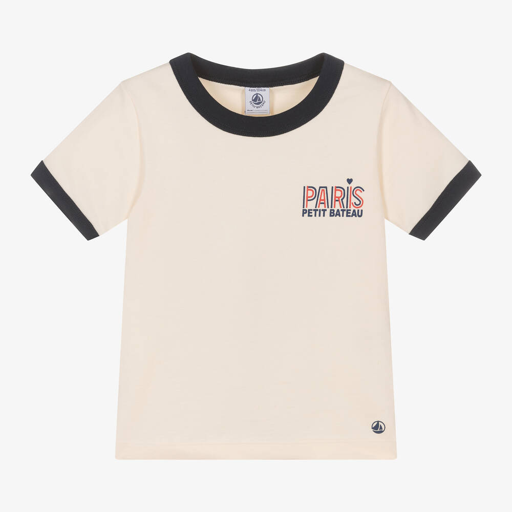 Petit Bateau-Ivory Organic Cotton Paris T-Shirt | Childrensalon Outlet