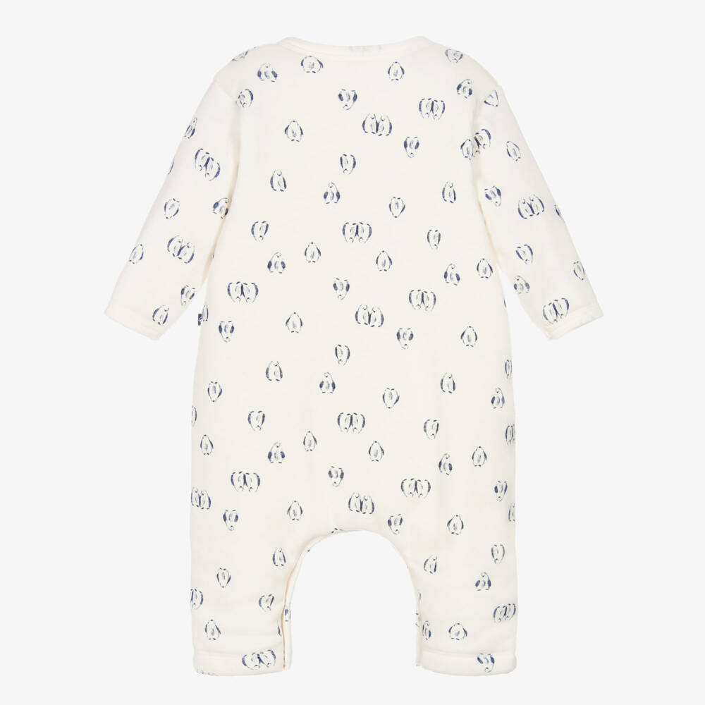 Petit Bateau-Кремовый хлопковый комбинезон с пингвином для малышей | Childrensalon Outlet