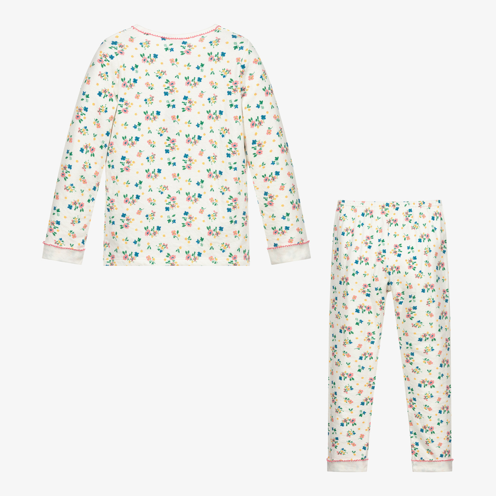 Petit Bateau-Ivory & Pink Floral Floral Pyjamas | Childrensalon Outlet