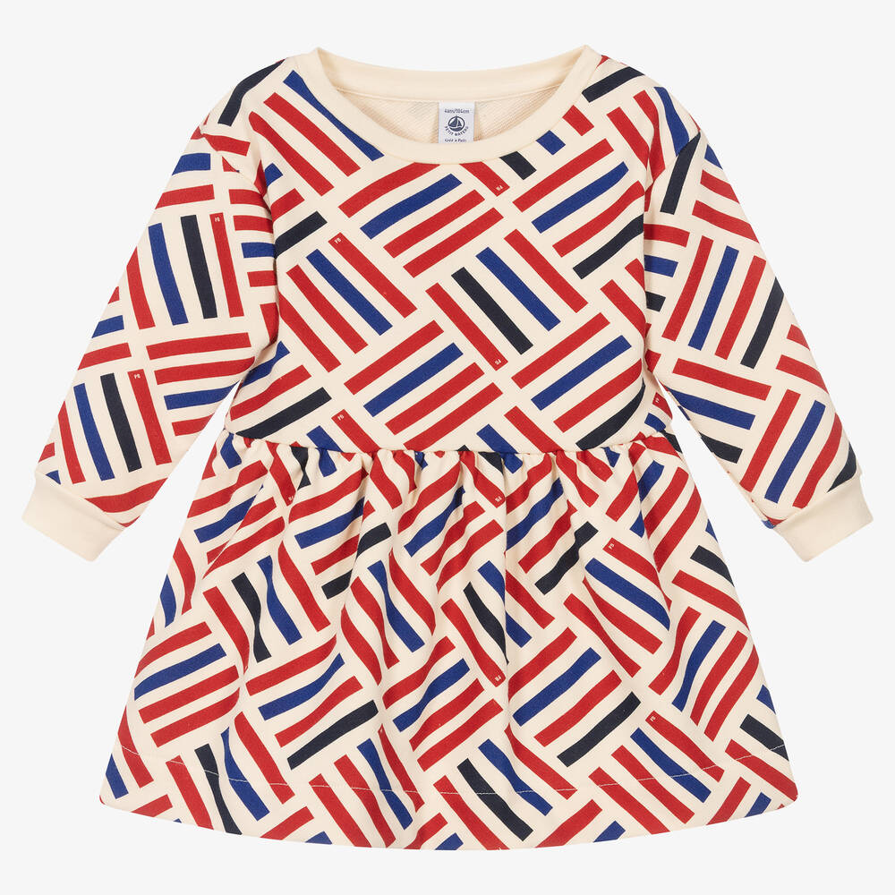 Petit Bateau Ivory Printed Cotton Dress Childrensalon Outlet