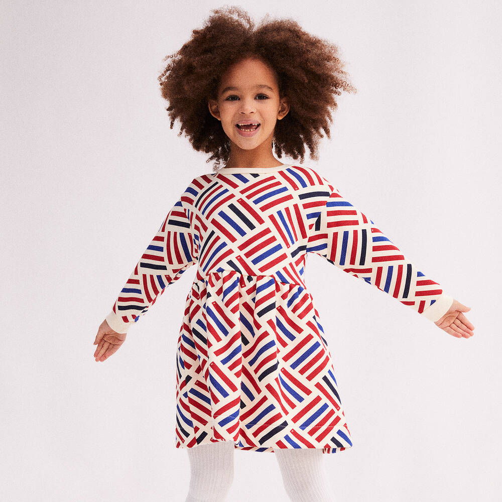 Petit Bateau Ivory Printed Cotton Dress Childrensalon Outlet